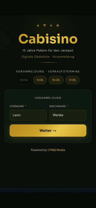 Cabisino Voranmeldung auf dem Smartphone
